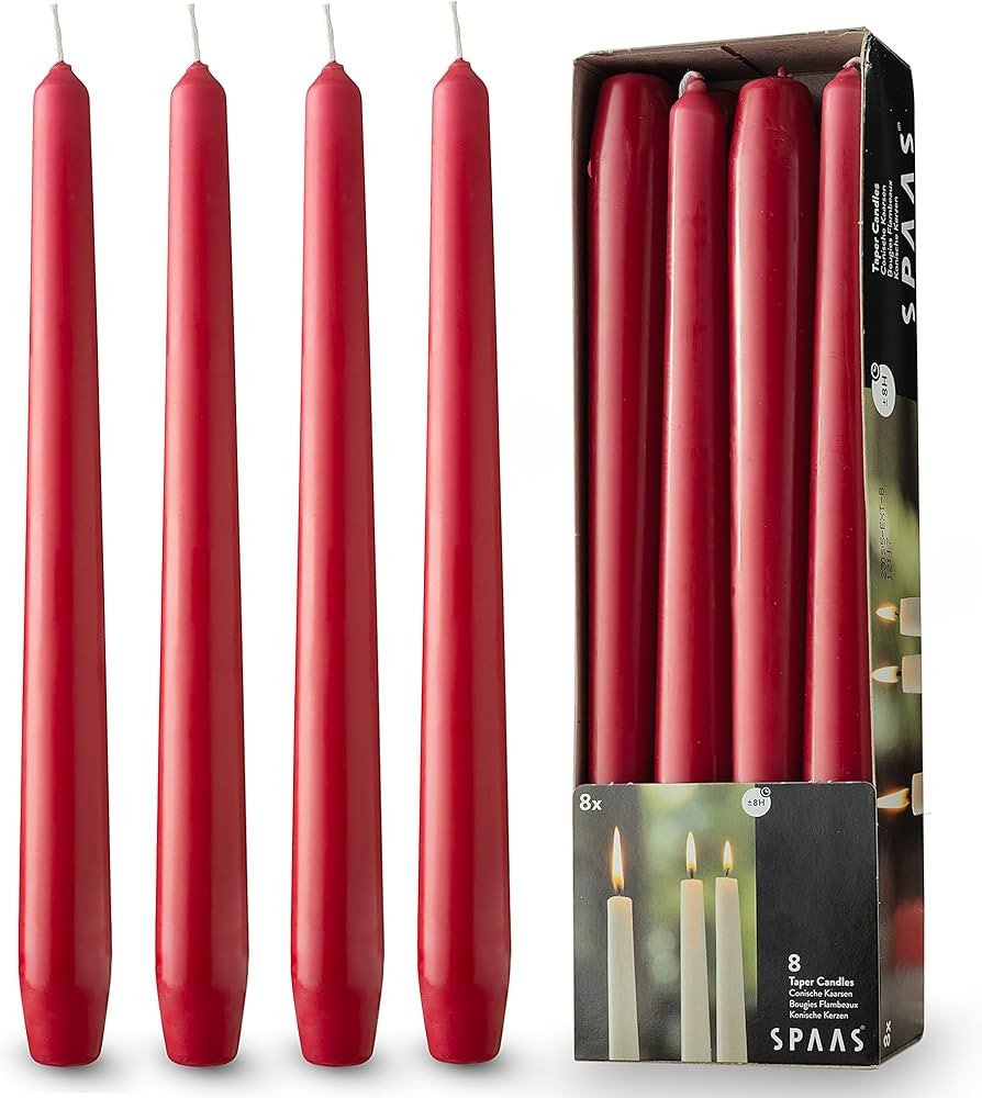 Luxurious 10" Red Taper Candles, 8 Pack Long Red Candlesticks for Creating a Bold and Vibrant Atm... | Amazon (US)