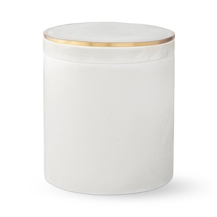 White Marble and Brass Bath Canister | Williams-Sonoma
