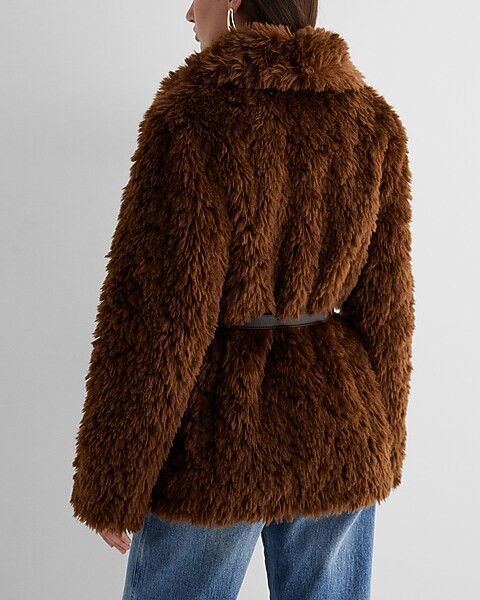 Faux Fur Belted Coat | Express