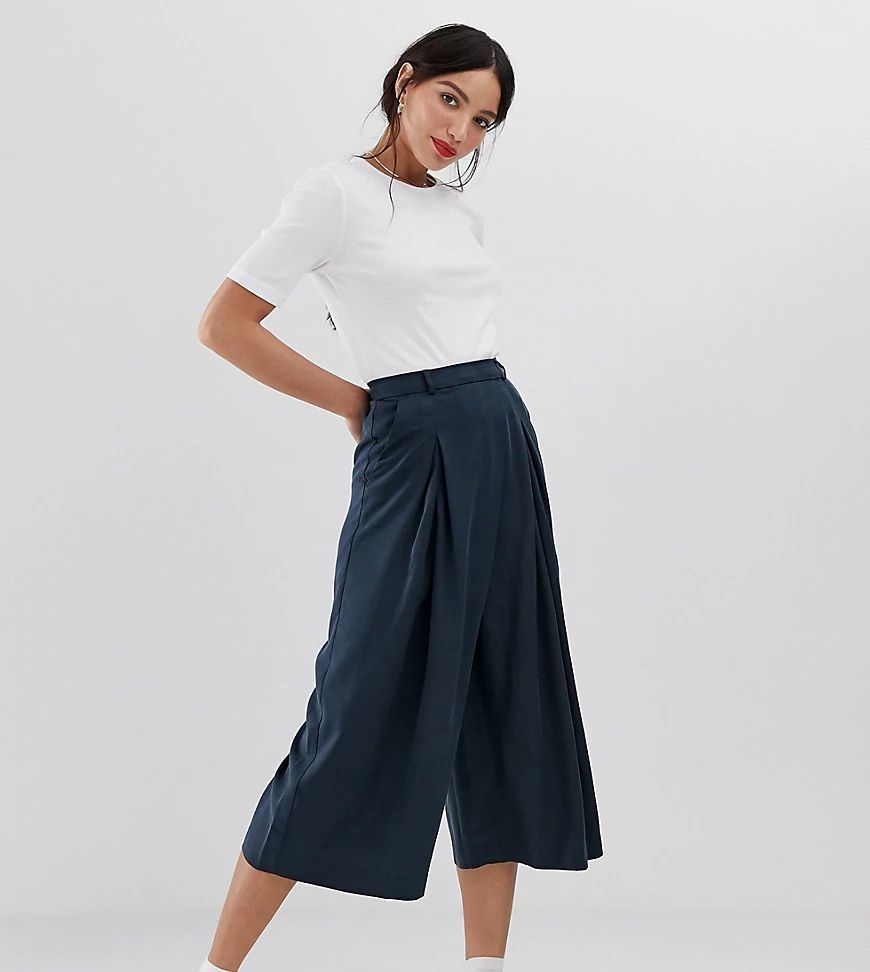 ASOS DESIGN Tall culotte with origami waist-Green | ASOS (Global)