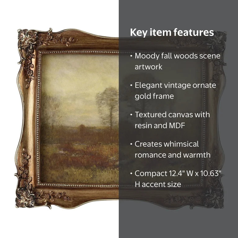 Home Decor Collection Sterling & Noble Home Ornate Gold Framed Fall Landscape Canvas Wall Art | Walmart (US)