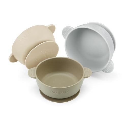 PandaEar 3 Pack Baby Bowls with Suction| Stay Put Silicone Food Bowl for Babies Kids Toddlers Infants| Food Grade Soft Safe BPA-Free Silicone (Brown Grey Tan) | Amazon (US)