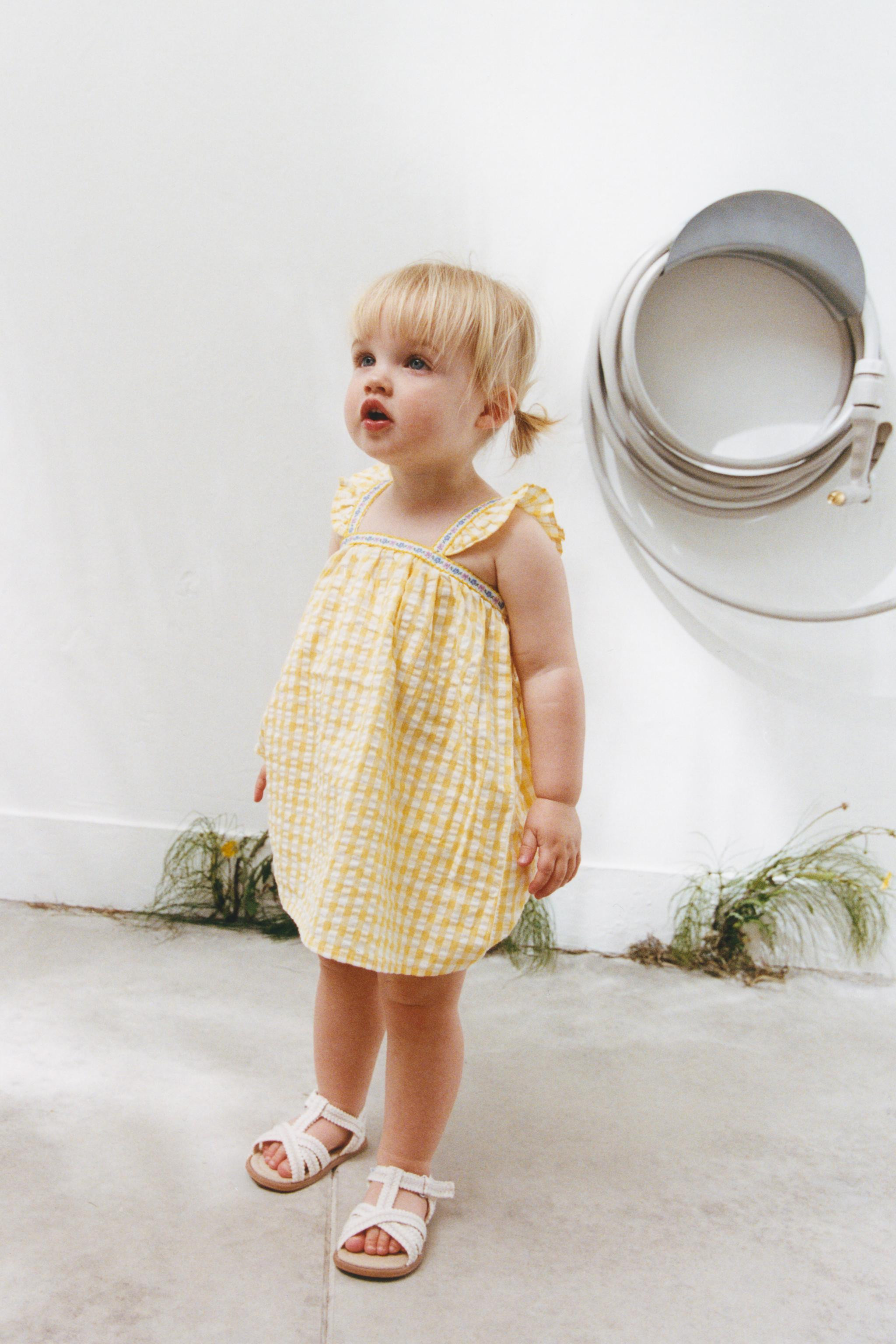GINGHAM FLORAL DRESS AND PANTIES | Zara US