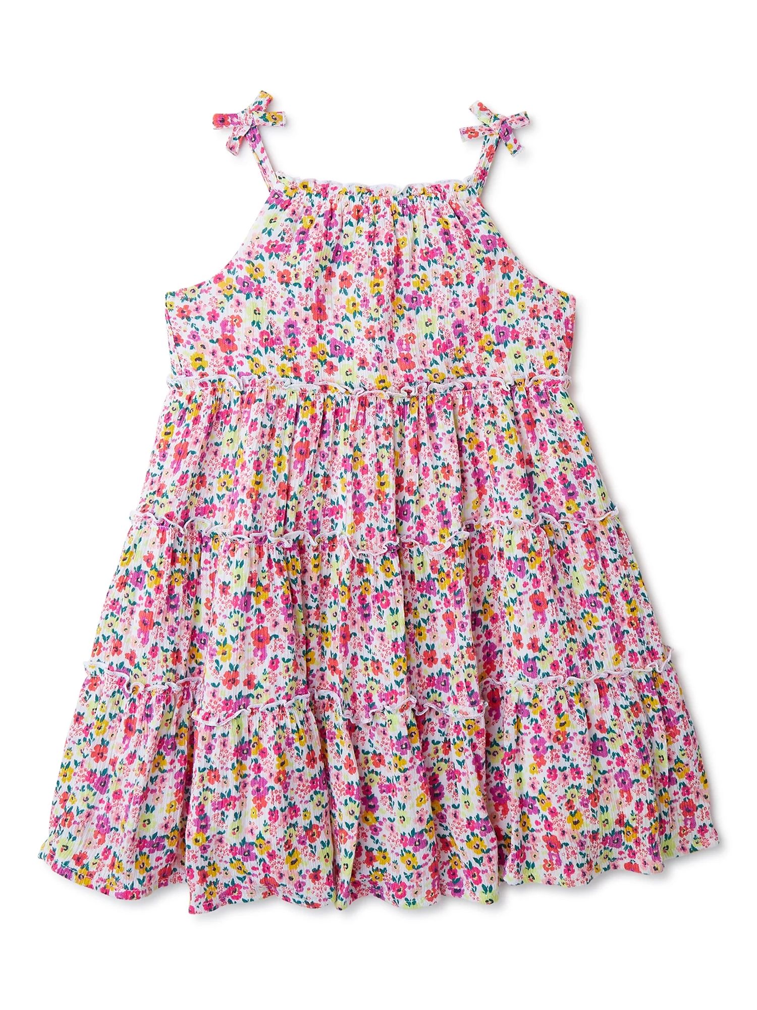 Wonder Nation Baby and Toddler Girls’ Tiered Dress, Sizes 12M-5T - Walmart.com | Walmart (US)