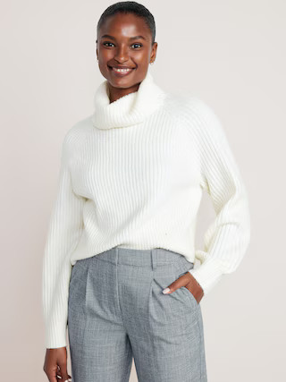Cropped Shaker-Stitch Turtleneck Sweater for Women | Old Navy (US)