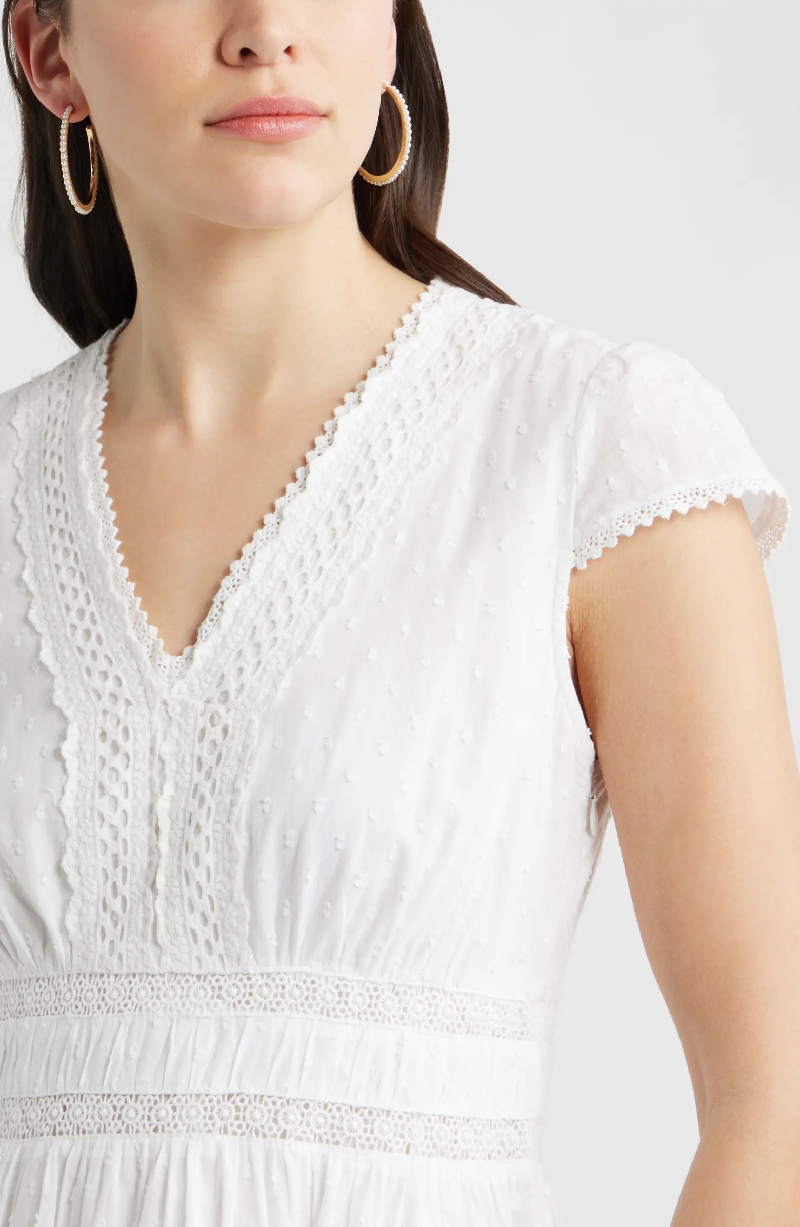 Lace Detail Clip Dot Minidress | Nordstrom