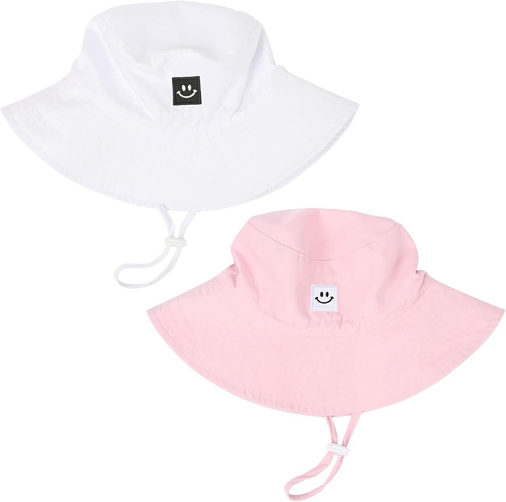 Baby Toddler Sun Hat,Kids Summer Smile Face UPF 50+ Beach Bucket Hat for Boys Girls Children | Amazon (US)