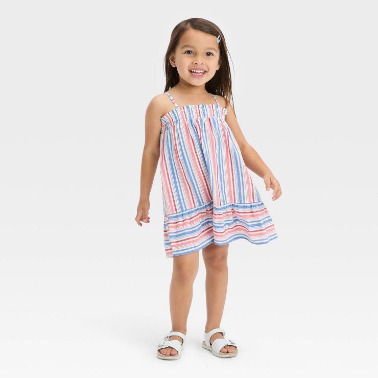 OshKosh B'gosh Toddler Girls' Smocked Striped Dress - White | Target