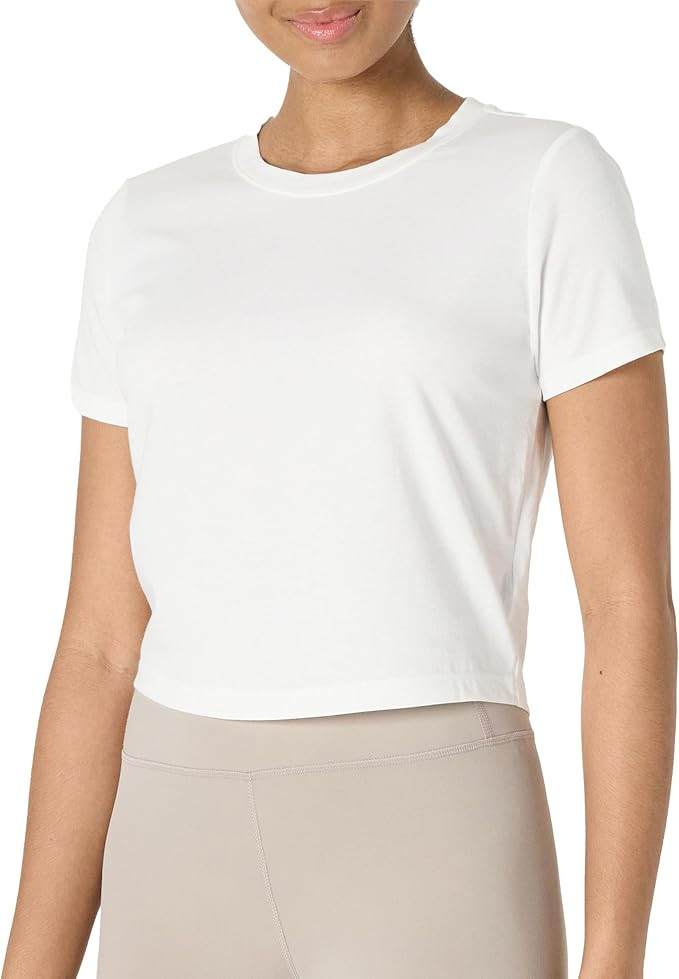 Amazon Essentials Womens Active Soft Cotton Crewneck Short Sleeve Yoga Workout Lightweight Croppe... | Amazon (US)