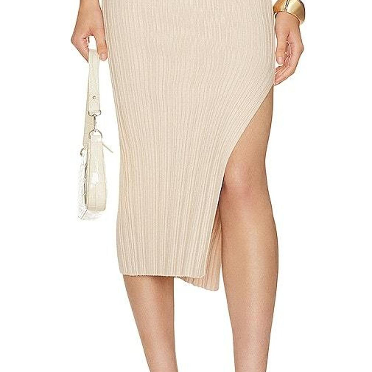 Camila Coelho Ribbed Cream Hyda Skirt Size S... | Depop | Depop US
