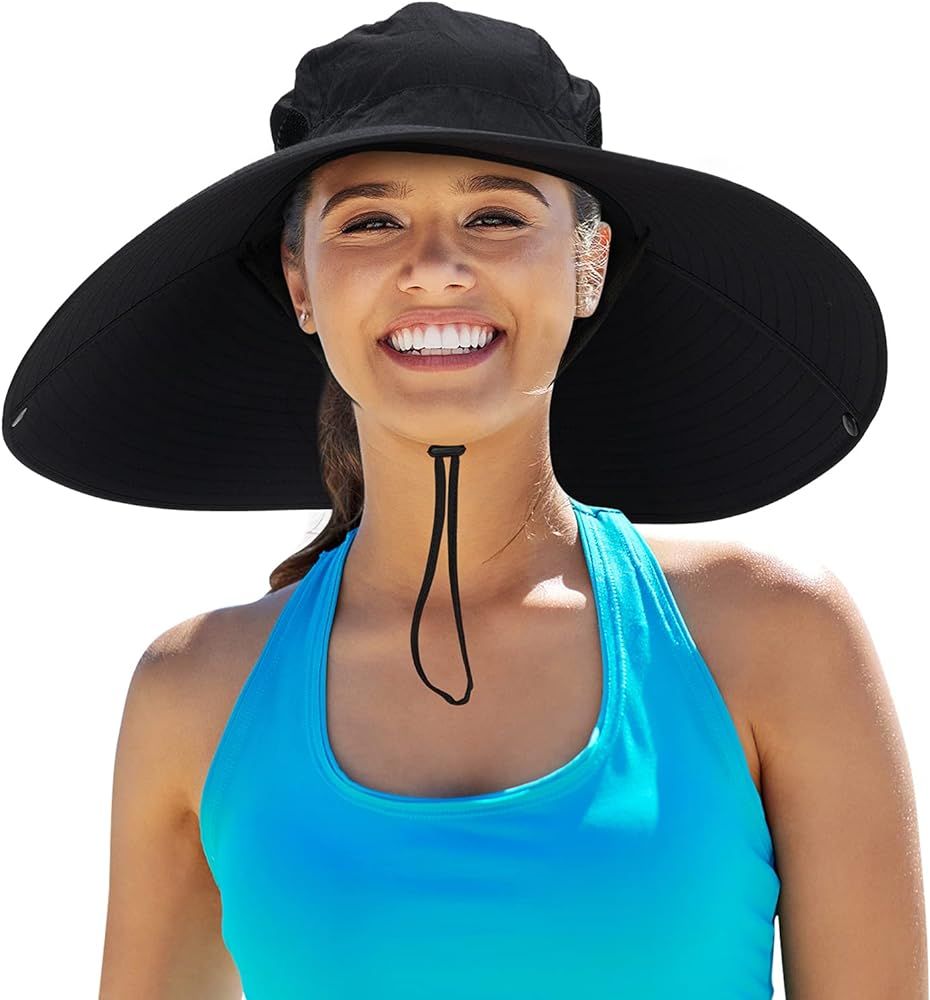 Leotruny Women Super Wide Brim Sun Hat UPF50+ Waterproof Bucket Hat for Fishing, Hiking, Camping | Amazon (US)