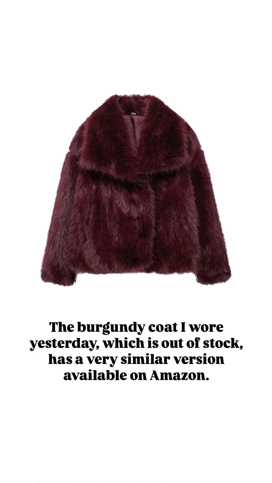 Burgundy furry coat on Amazon 

#LTKStyleTip #LTKSeasonal #LTKU