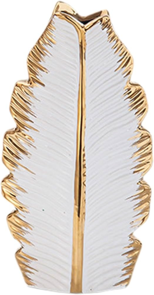 Modern Flower Display Vase for Home Decor, Gold and White | Amazon (US)