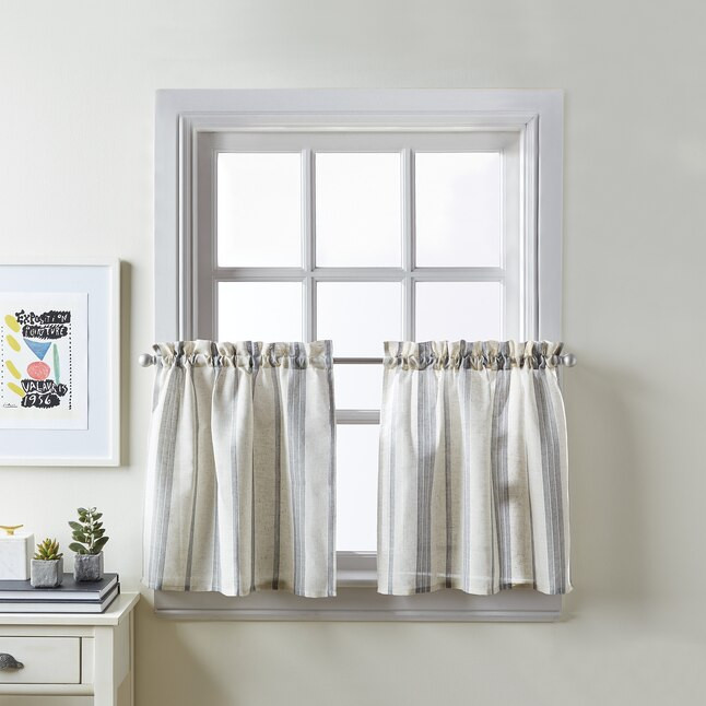 CHF Mckenzie 36-in Grey Polyester Rod Pocket Tier Curtain | Lowe's