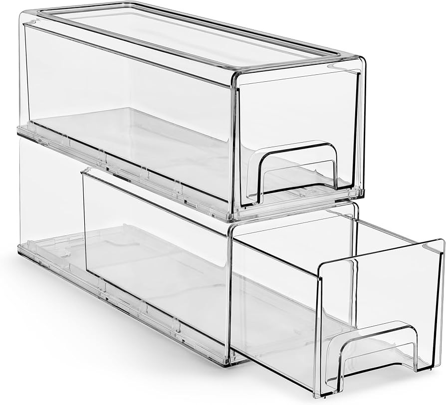 Sorbus Small Wide Clear Storage Drawers (2 Pack) – Stackable Storage Drawers for Pantry, Fridge... | Amazon (US)