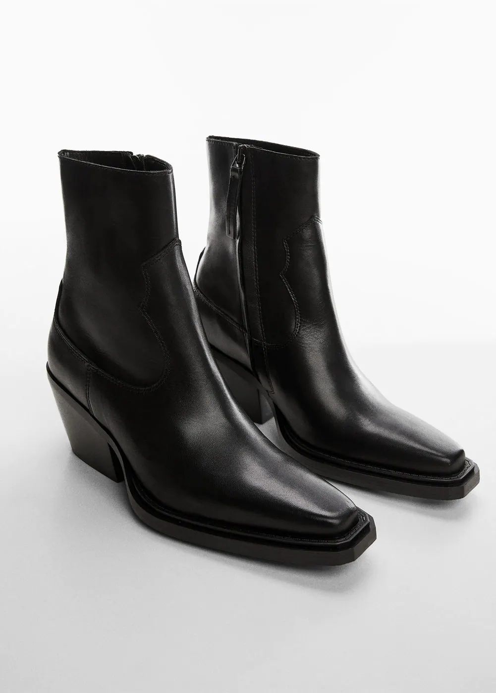 Leather cowboy ankle boots -  Women | Mango USA | MANGO (US)