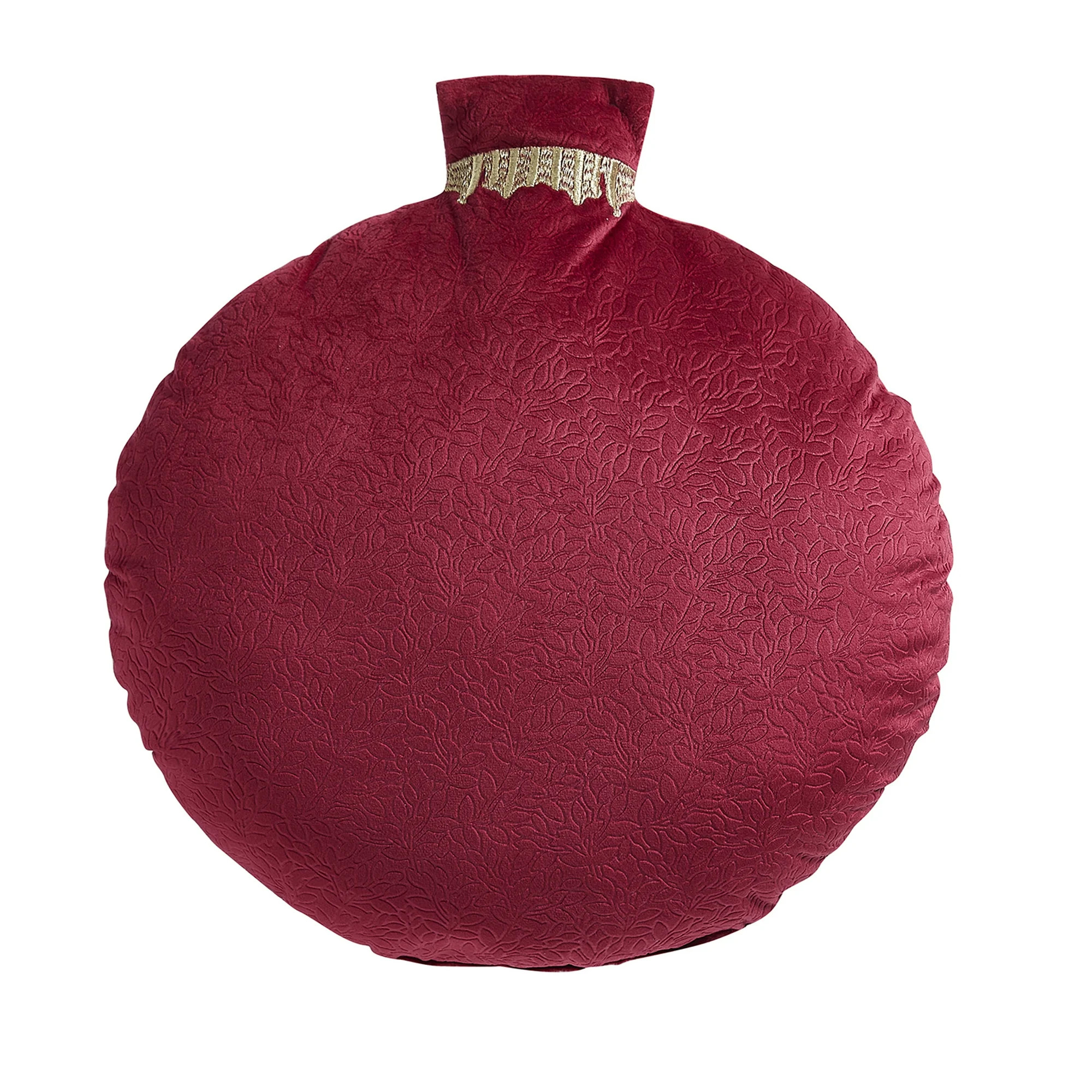 My Texas House Ava 16" Red Embossed Velvet Ornament Round Decorative Pillow | Walmart (US)