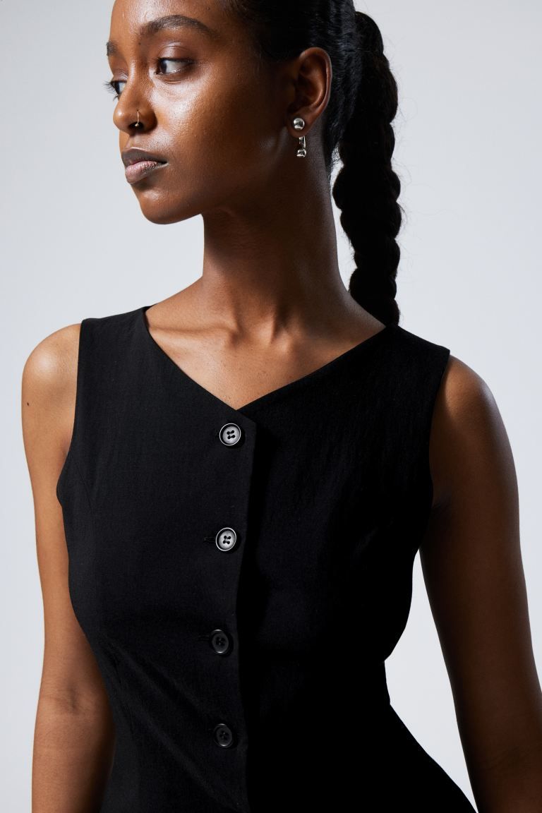 Fitted Suiting Waistcoat - Regular length - Black - Ladies | H&M GB | H&M (UK, MY, IN, SG, PH, TW, HK)