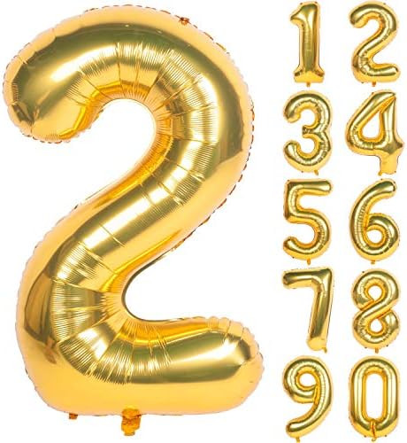 40 Inch Gold Digit Helium Foil Birthday Party Balloons (Gold 2) | Amazon (US)