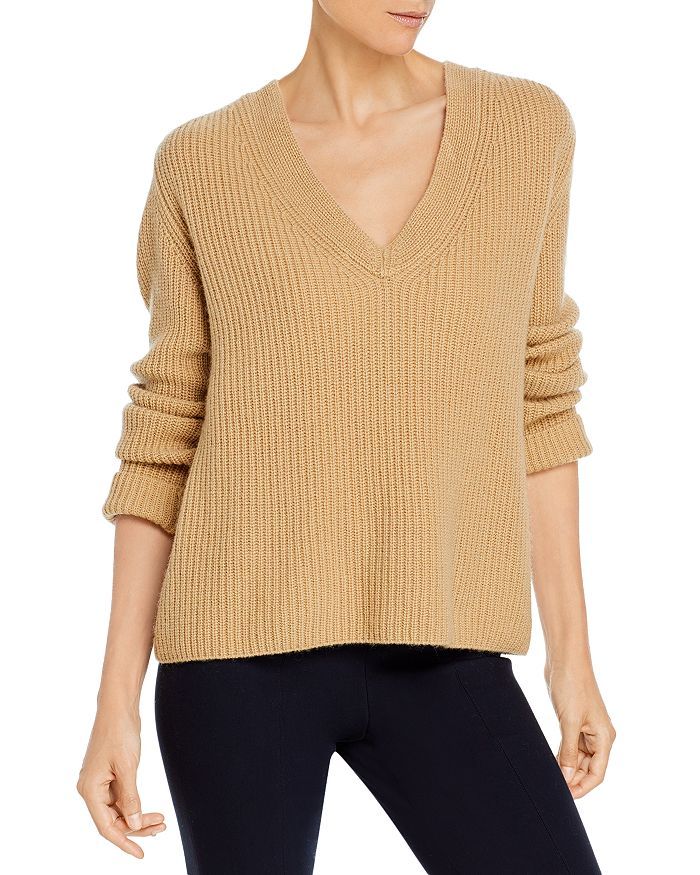 Shaker Rib V Neck Cashmere Sweater | Bloomingdale's (US)