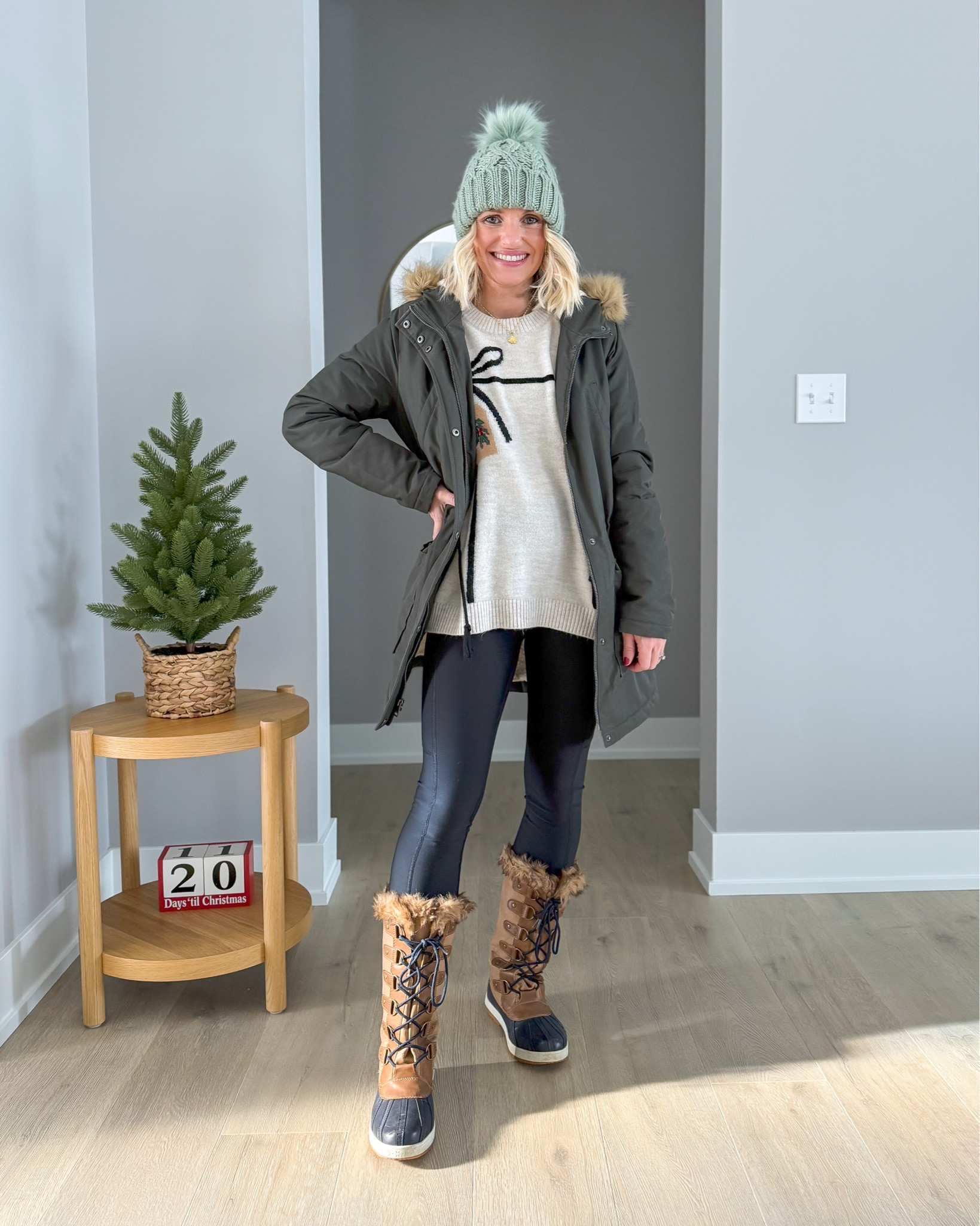 Wearable holiday outfit! I’m wearing this outfit to an outdoor holiday parade and tree lighting. Coat- linked similar || sweater- xs || bodysuit- xs || leggings- xs

#LTKStyleTip #LTKSeasonal #LTKHoliday