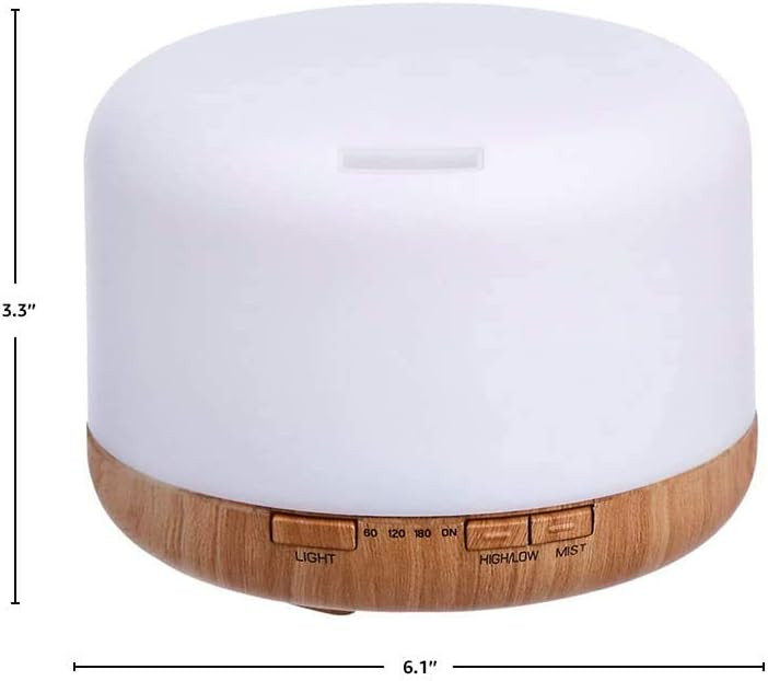 Amazon Basics 500ml Ultrasonic Aromatherapy Essential Oil Diffuser, Classic Wood Grain Base, Incl... | Amazon (US)