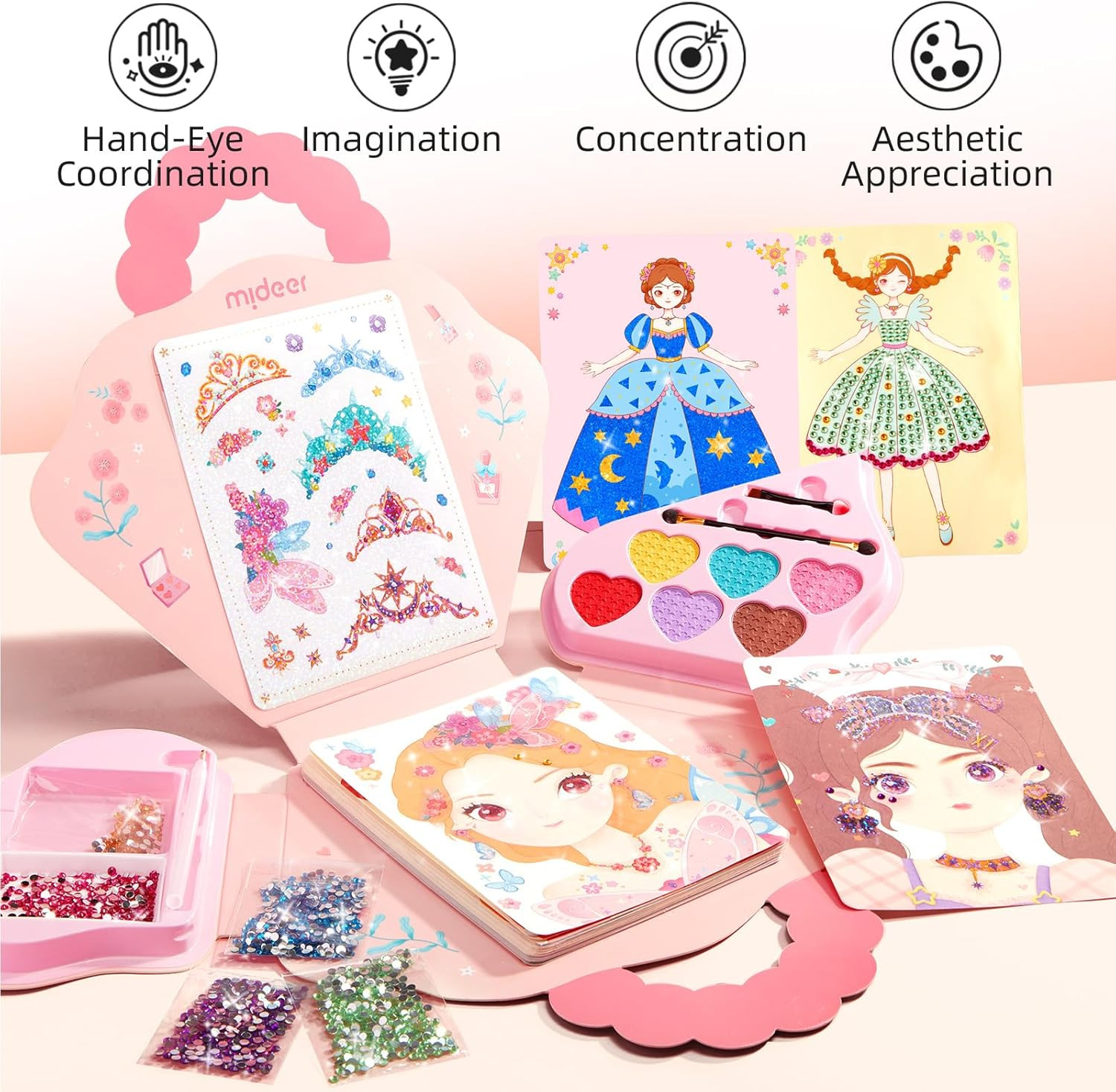 MiDeer 4-in-1 Dress Up Game Set,Princess Fantasy Makeup,Fantasy Dress-Up Kit,Cosmetics and Fashio... | Amazon (US)