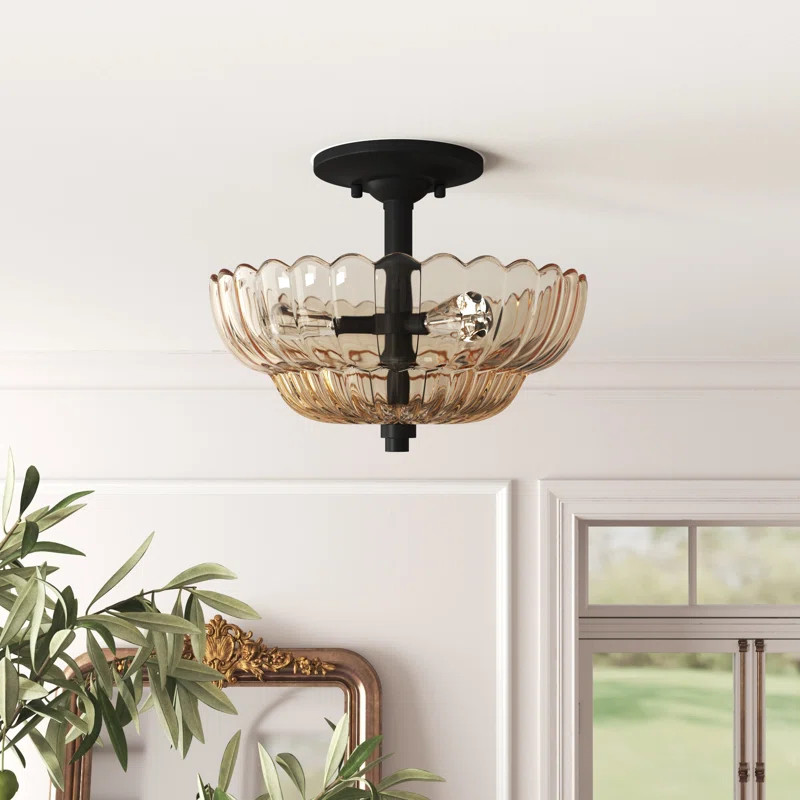 Alaina 3-Light 11.75'' Unique/Statement Bowl Semi Flush Mount | Wayfair Professional