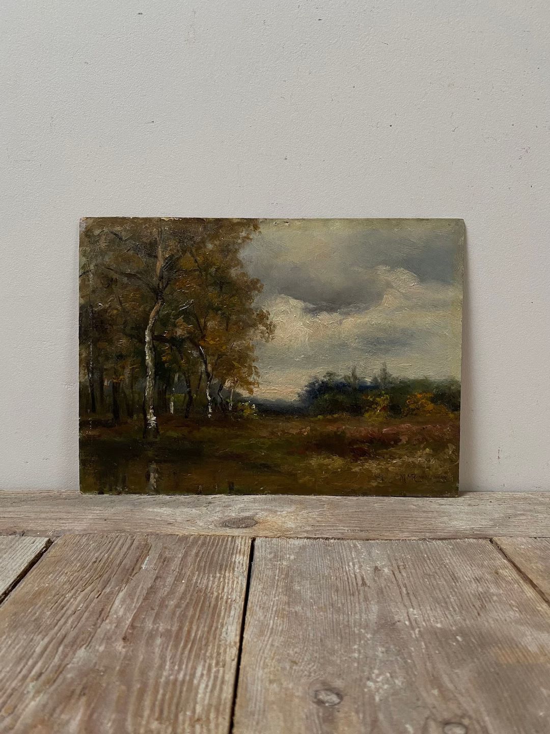 Little 1940s Dutch forest oil painting, heather landscape oil painting, autumn forest oil paintin... | Etsy (US)