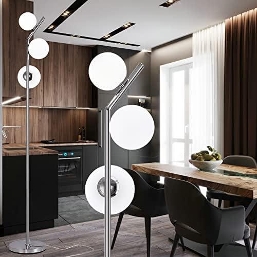 Modern Floor Lamp, LED Standing Tall Pole Lamp with Glass Shade, Elegant Mid Century Modern Floor... | Amazon (US)