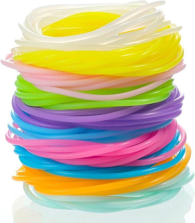 100 Pieces Luminescent Silicone Jelly Bracelets 80's Hair Ties Multicolor Rainbow Silicone Wristb... | Amazon (US)