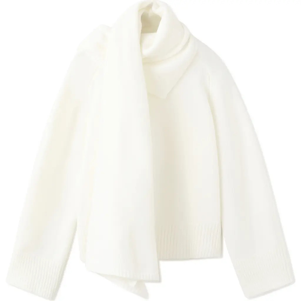 MANGO Scarf Sweater in Ecru at Nordstrom, Size Medium | Nordstrom