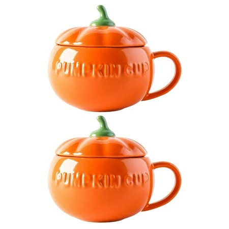 Pumpkin Mug Ceramic Cup Bowl Halloweensoup Orange Coffee Lid Mugs Shaped Bowls Cups Teabreakfast Spo | Walmart (US)