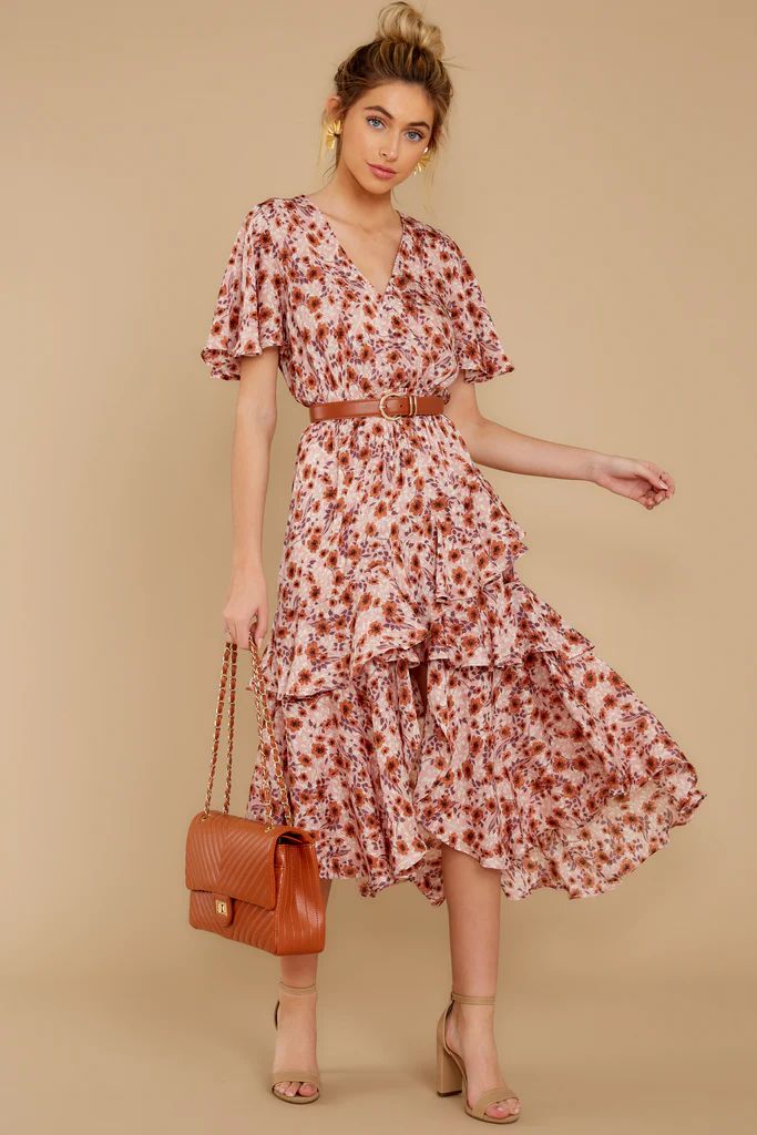 It's Perfect Timing Pink Floral Print Midi Dress | Red Dress 