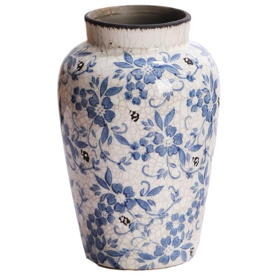Denique Vintage Blue and White Porcelain Vase Ceramic Vase for Home Decor, Retro Crack Blue Flowe... | Amazon (US)