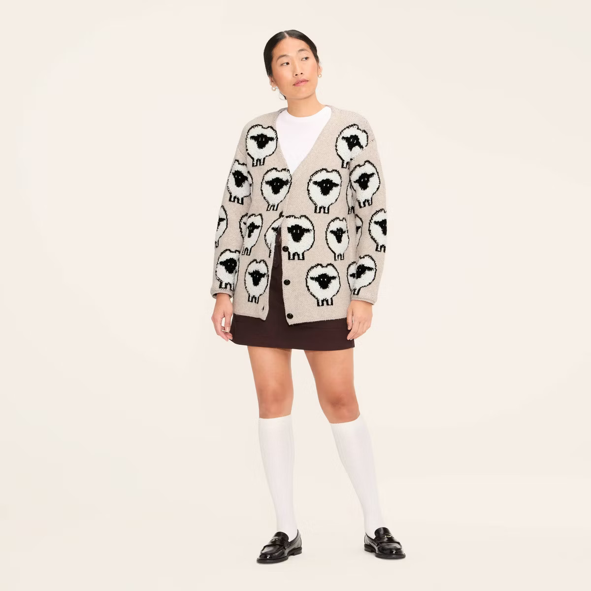 Women's Sheep Print Relaxed Cardigan - Woolrich x Target Taupe | Target