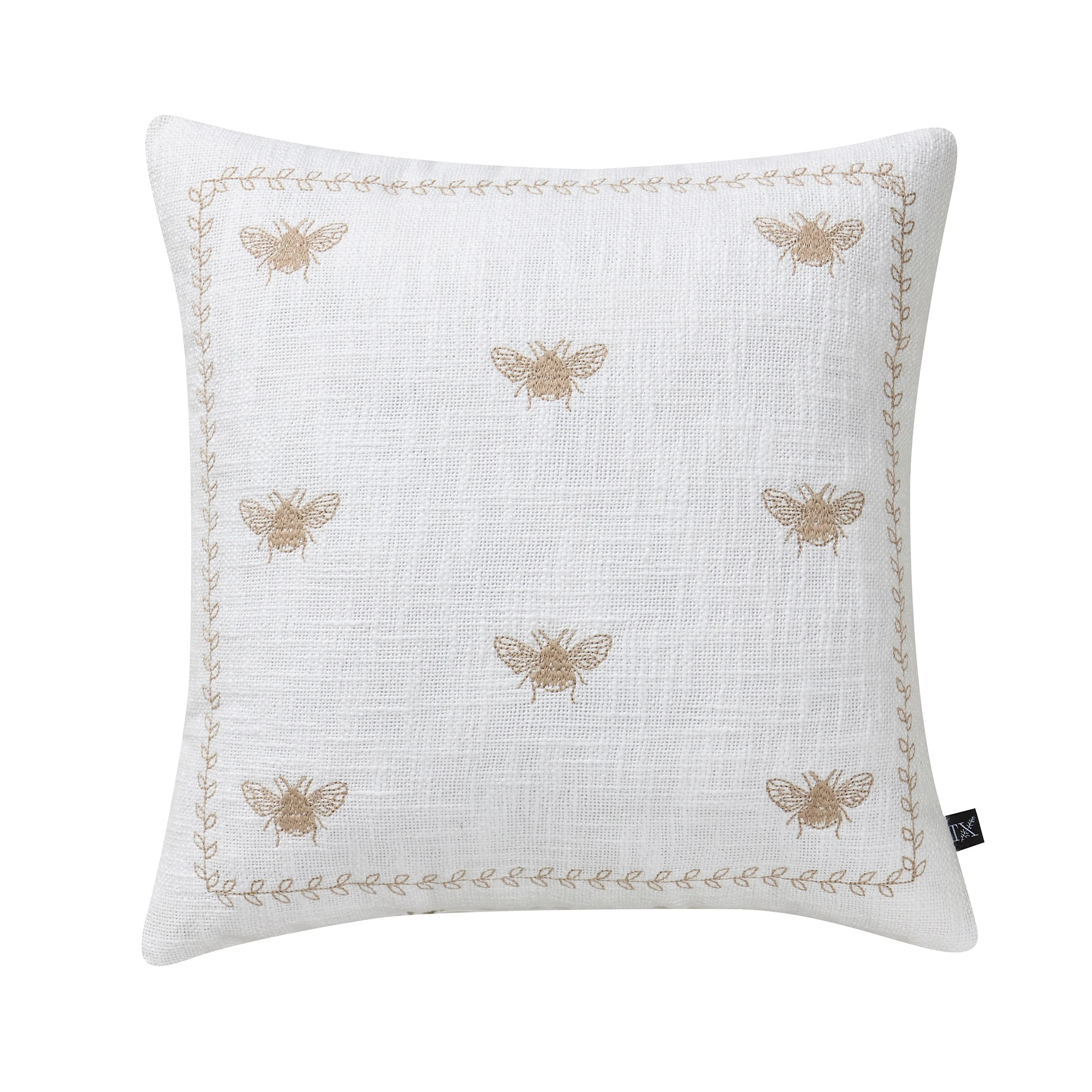 My Texas House 18" x 18" Ivory Embroidered Bee Cotton Decorative Pillow | Walmart (US)