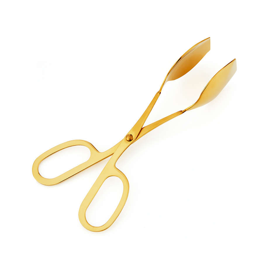 Gold Mini Scissor-Handled Serving Tongs + Reviews | Crate and Barrel | Crate & Barrel