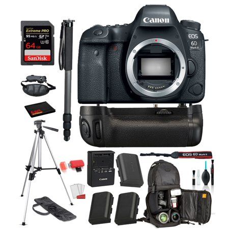 Canon EOS 6D Mark II DSLR Camera (Body Only) (1897C002) Professional Bundle package deal ' Battery G | Walmart (US)