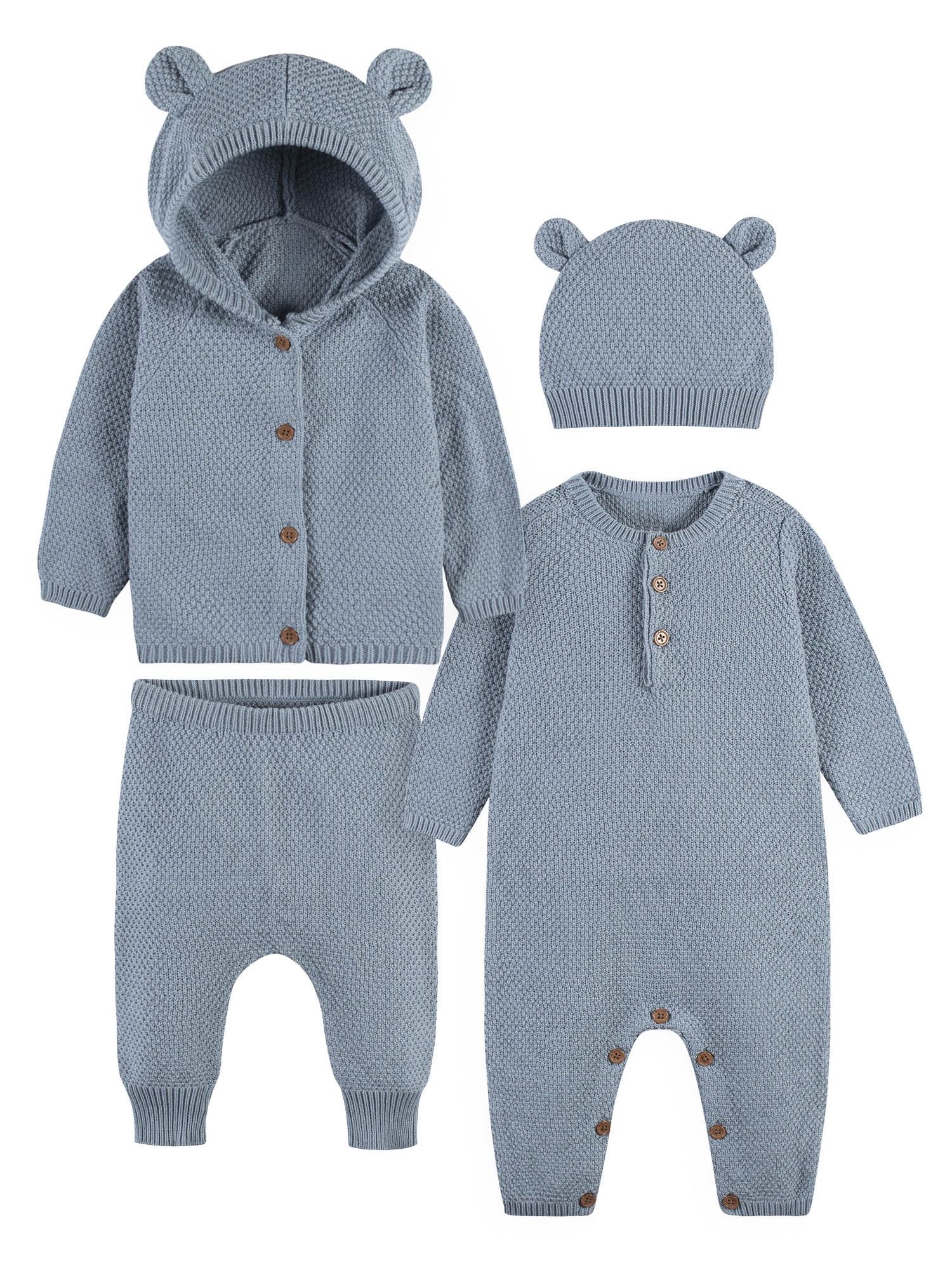 Modern Moments by Gerber Baby Boys Sweater Knit Coverall, Cardigan, & Pant Outfit Set, 4-Piece (N... | Walmart (US)