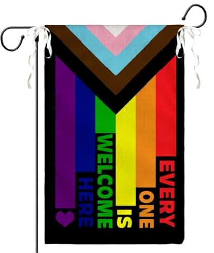 Dacawin Progress Pride Rainbow Garden Flag Every One Is Welcome Here Yard Flag LGBTQ Gay Lesbian Bisexual Non Binary Transgender House Flag All Inlcusive Vivid Color Garden Flags 12x18 Inch | Amazon (US)