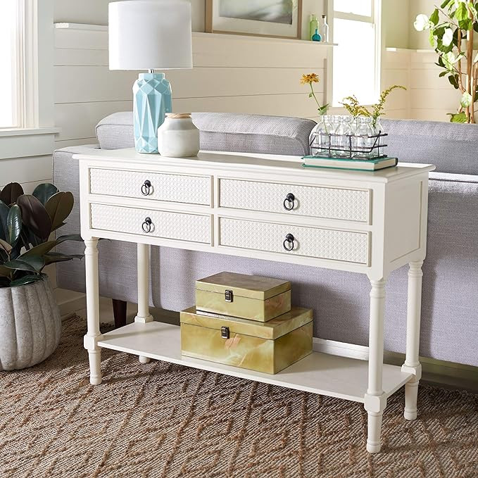Safavieh Home Collection Haines White 4-Drawer Bottom Shelf Console Table | Amazon (US)