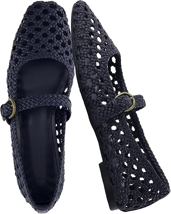 CUSHIONAIRE Weston Hand Woven Mary Jane Flats for Women, Comfortable Dressy Ballet Flats with Bra... | Amazon (US)