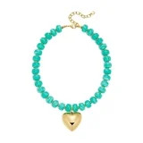 Puffy Gold Heart Necklaces For Women Chunky Beaded Necklace in Several Colorways Short Heart Chok... | Walmart (US)