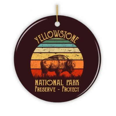 Yellowstone National Park Retro Bison Ornament  3 | Target