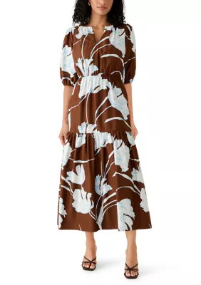 Women's Puff Sleeve Split Neck Midi Dress | Belk