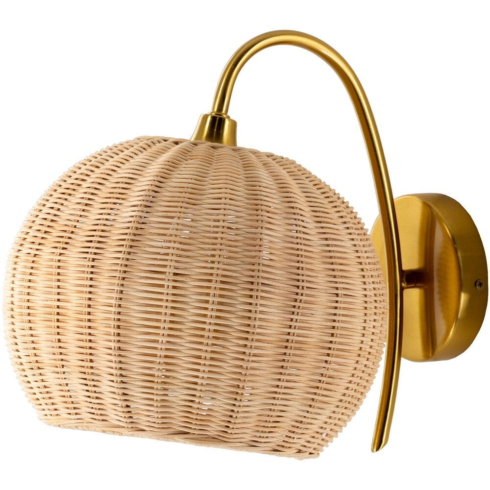 Meena Modern Rattan Wall Sconce - 11.5"H x 10"W x 14"D | Bed Bath & Beyond