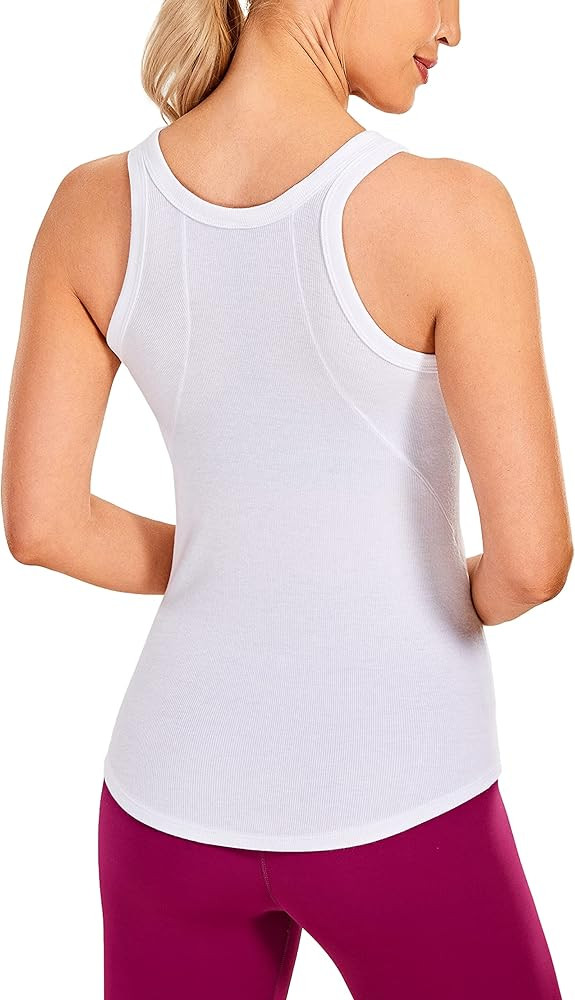 CRZ YOGA Ribbed Tank Tops for Women Basic Cami High Neck Casual Sleeveless Shirt Workout Yoga Top... | Amazon (US)