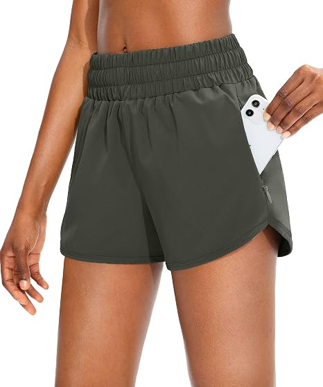 SANTINY Women's Running Shorts with Zip Pockets High Waisted Athletic Workout Gym Shorts for Wome... | Amazon (US)