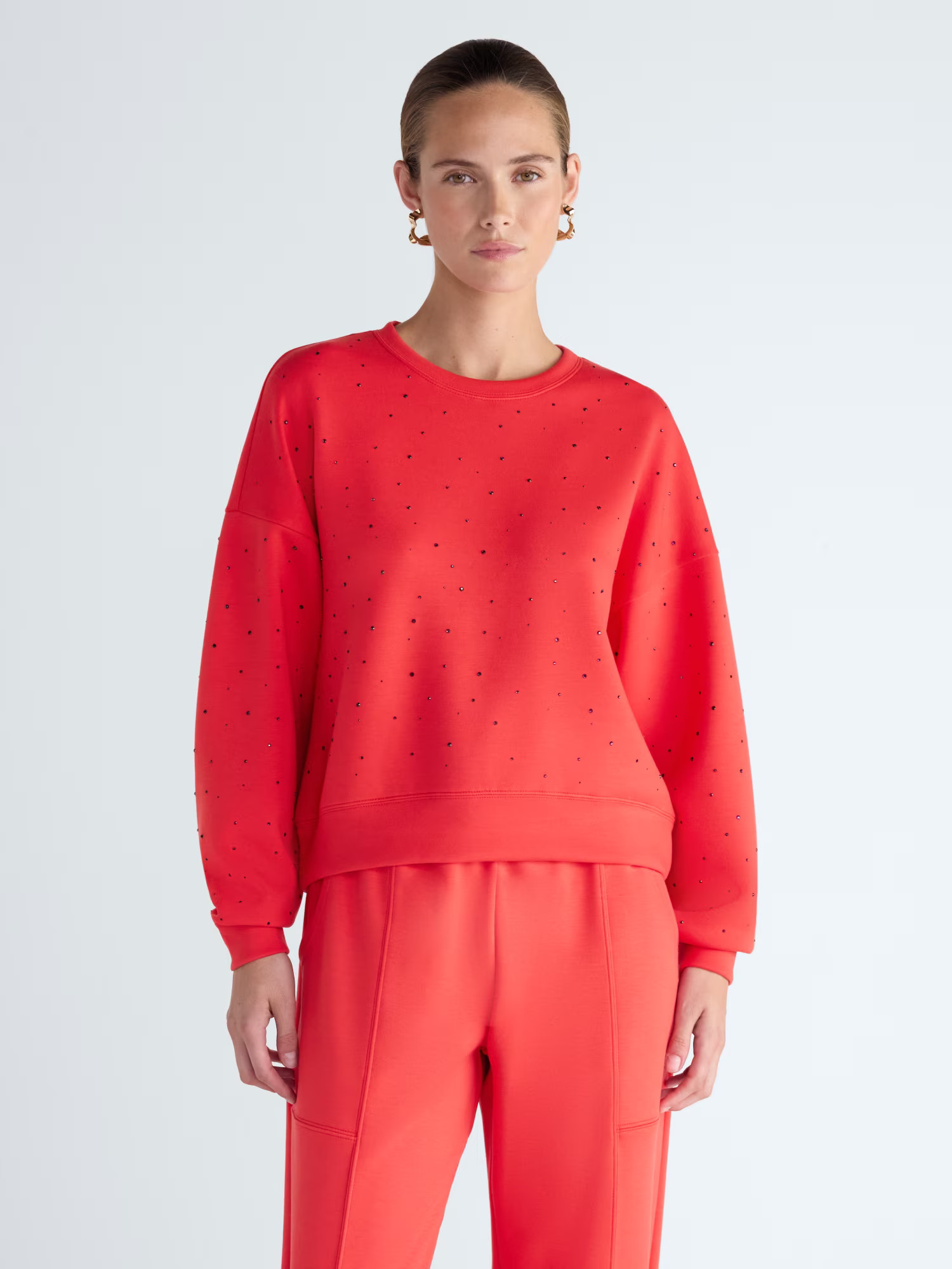 Scoop Women's and Women's Plus Scubaknit Embellished Sweatshirt, Sizes XS-4X | Walmart (US)